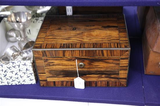 A Victorian brass inlaid rosewood travelling toilet box by Asprey containing ten engine turned silver mounted toilet jars,